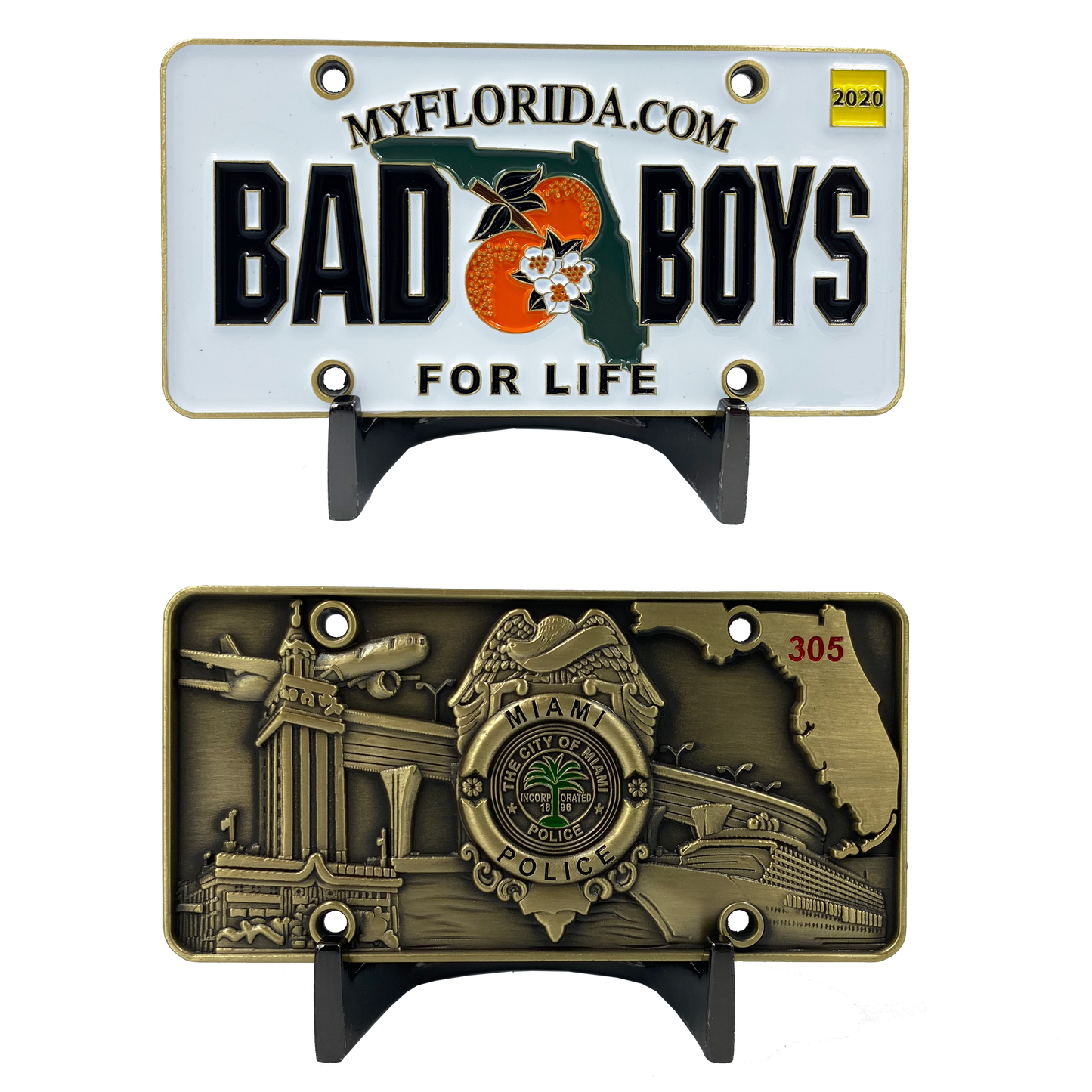 CL7-13 Bad Boys City of Miami Police Department inspired Challenge Coin Florida License Plate Will Smith Martin Lawrence