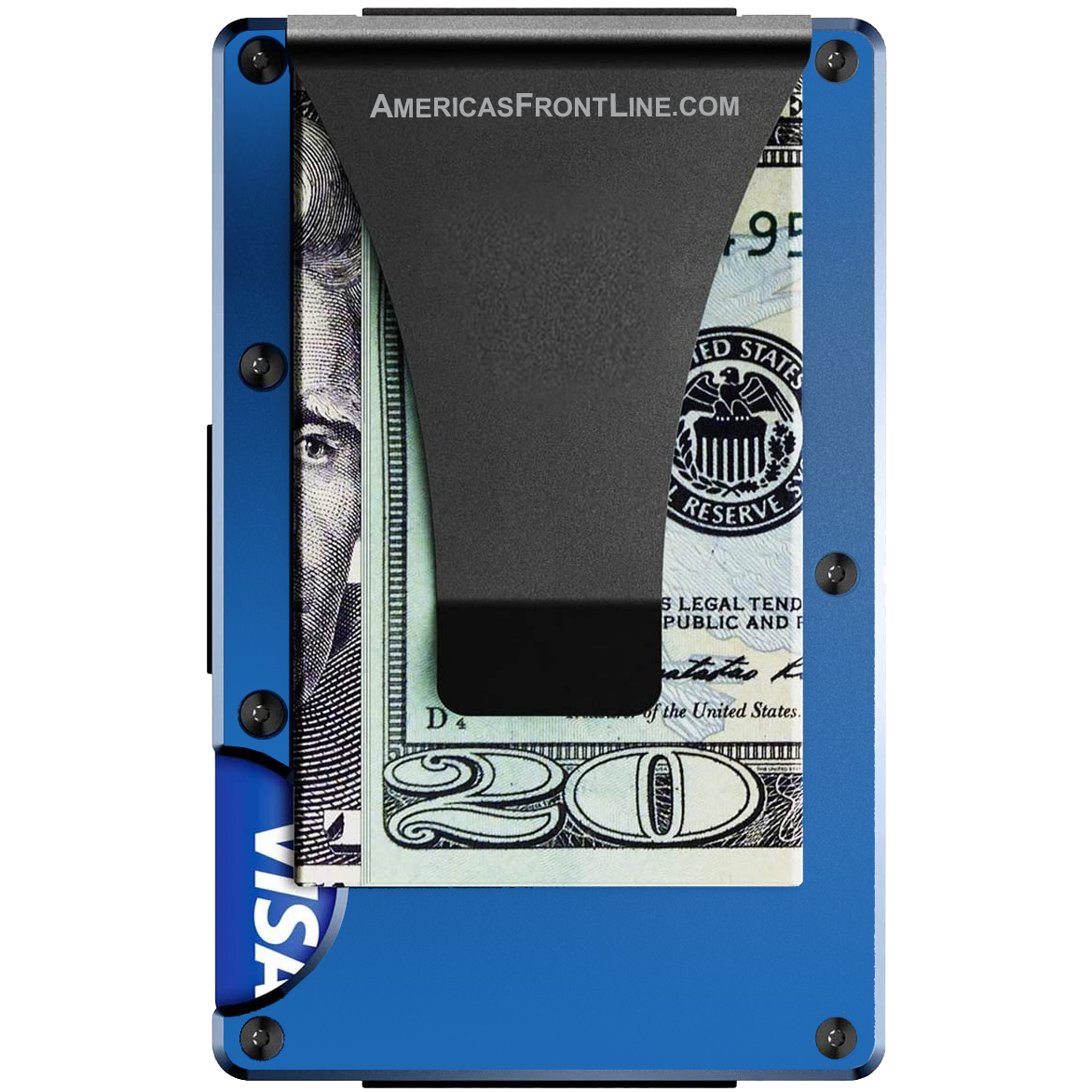 Blue Wallet Money Clip RFID Blocking Front Pocket Wallet Premium Minimalist Wallets for Men Minimalist Slim Credit Card Holder Business Card Holder Mens Aluminum Metal Wallet
