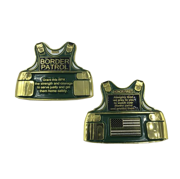 Discontinued K-019 Border Patrol Prayer Body Armor Ballistic Vest Challenge Coin