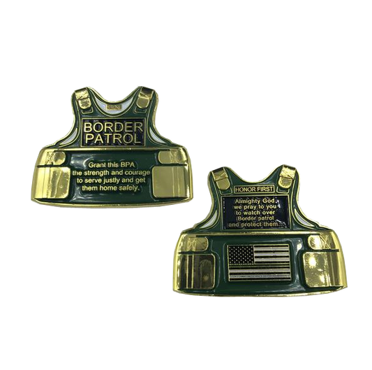 Discontinued K-019 Border Patrol Prayer Body Armor Ballistic Vest Challenge Coin