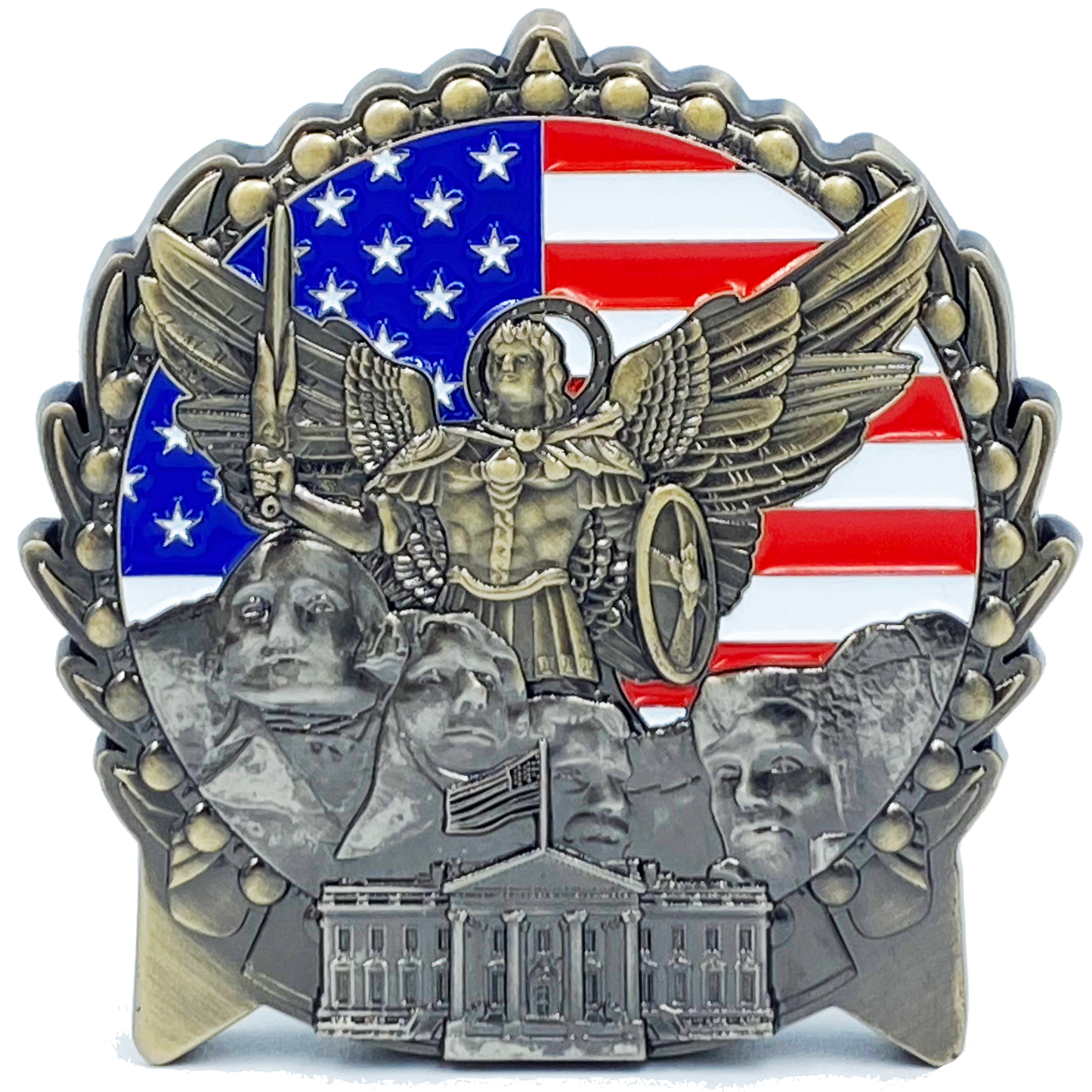 EL5-016 COPS for TRUMP 45th President Donald J. Trump MAGA CBP BORDER PATROL AGENT Deputy Sheriff BPA Thin GREEN Line Mount Rushmore St. Michael White House American Flag