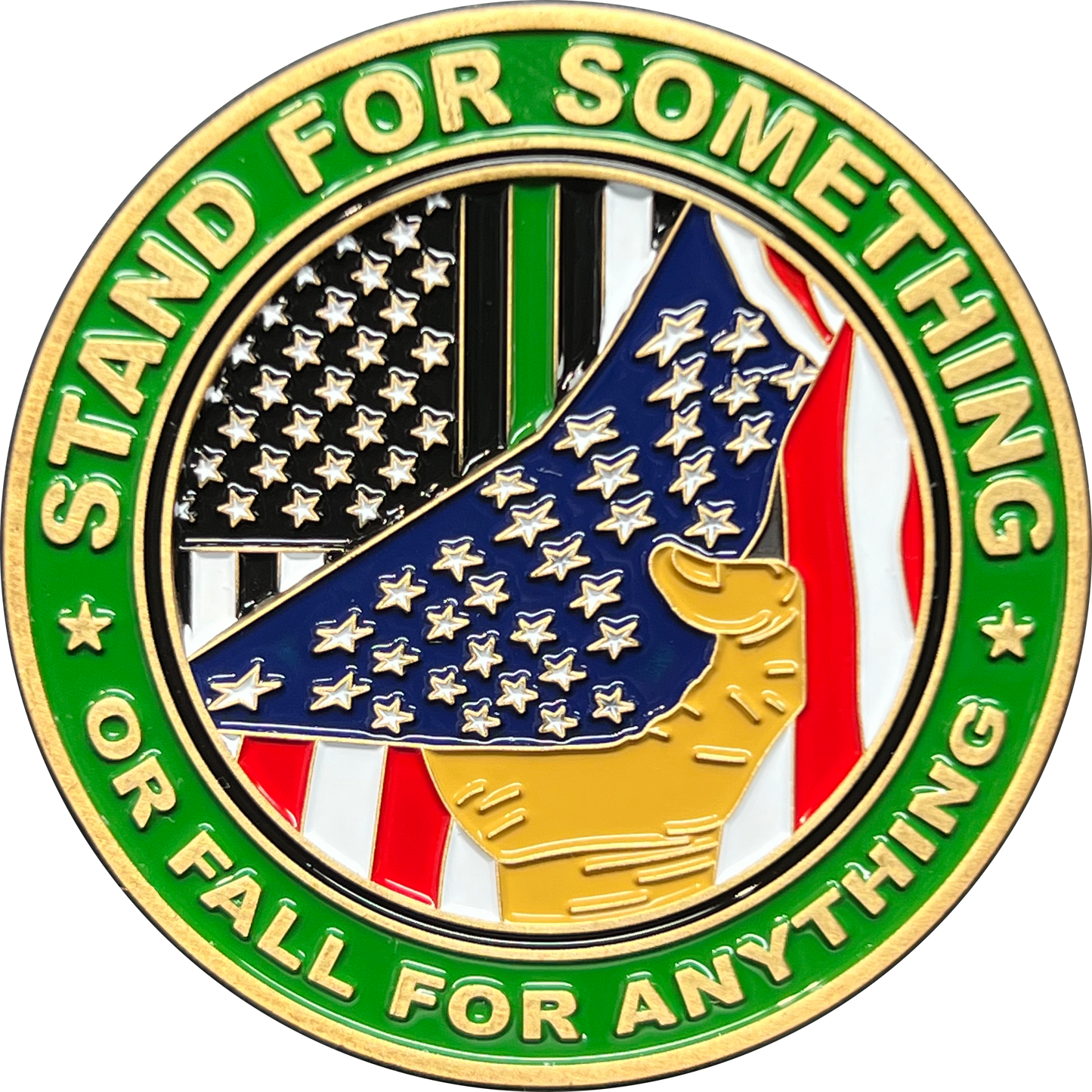 EL12-008 Border Patrol Agent Thin Green Line Challenge Coin Bleed Green