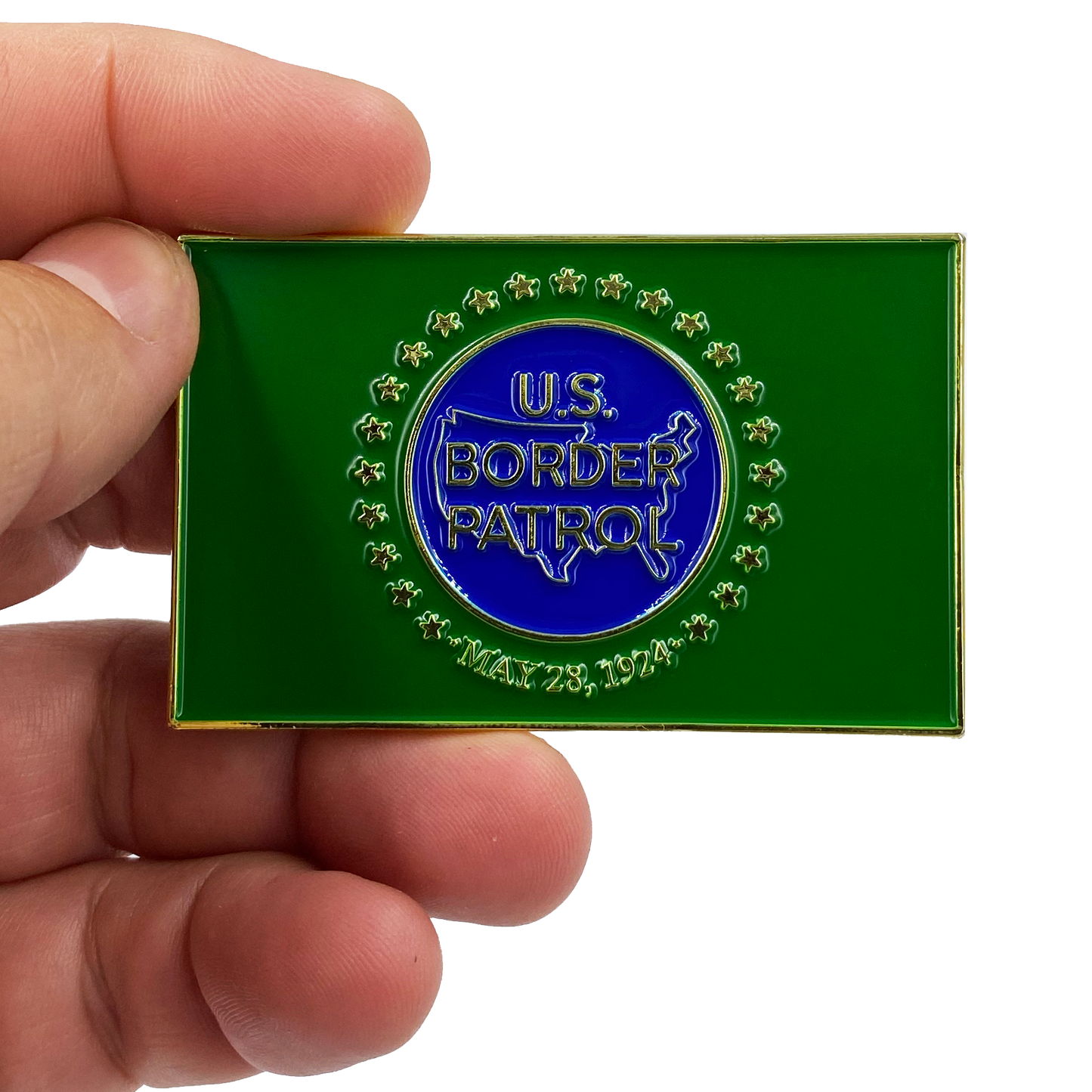 DL7-01 Border Patrol Flag Thin Green Line CBP Challenge Coin