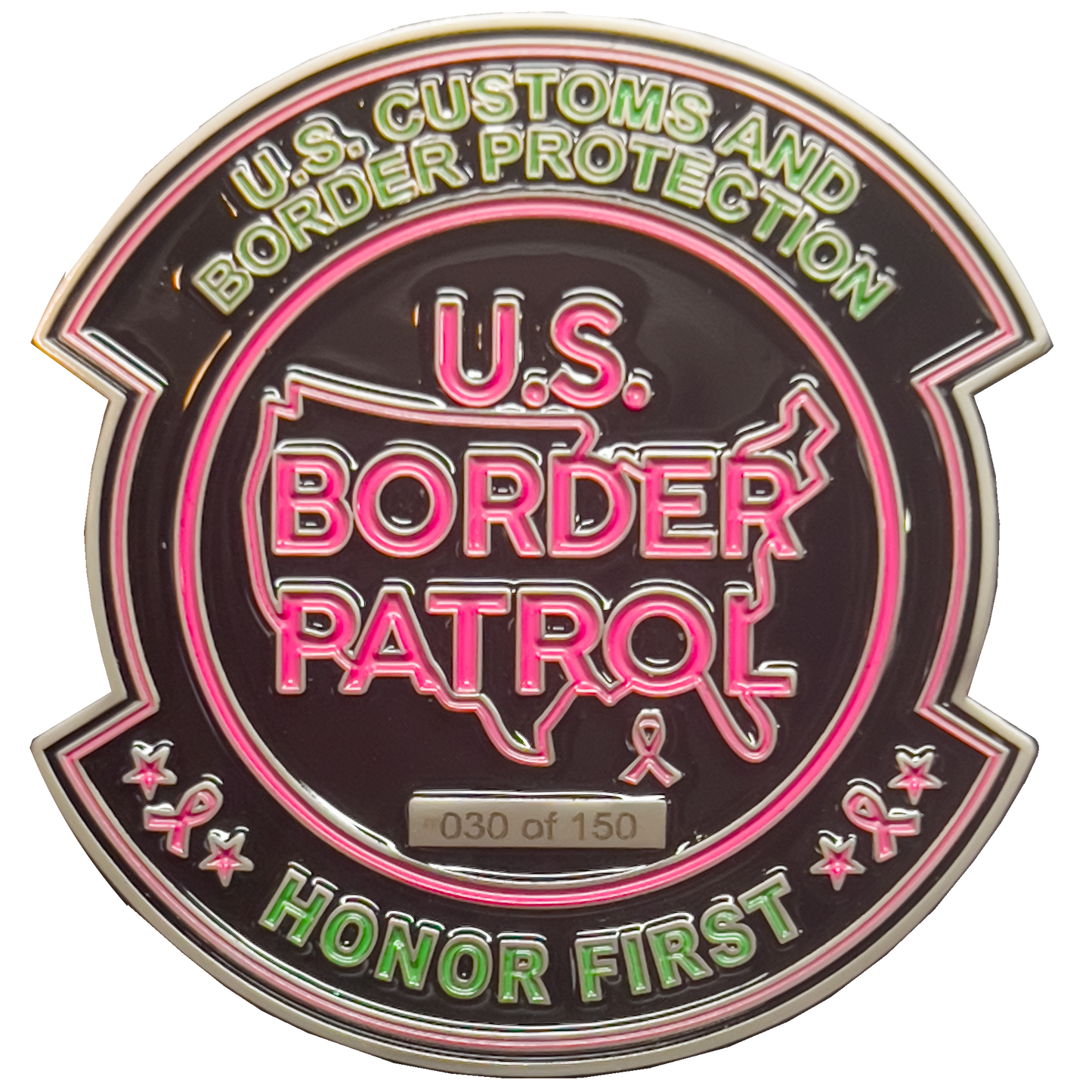 BL14-010 CBP Pink Border Patrol Agent Challenge Coin Breast Cancer Cancer Awareness