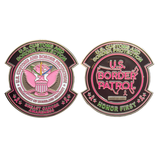 BL14-010 CBP Pink Border Patrol Agent Challenge Coin Breast Cancer Cancer Awareness
