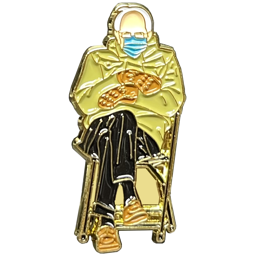 DL1-15 Bernie Sanders President Biden Presidential Inauguration 2020 2021 Mittens Chair sitting down pin