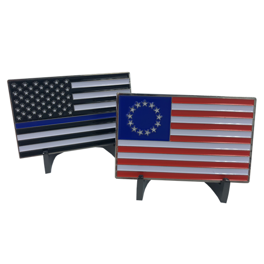 LL-004 Betsy Ross Thin Blue Line Flag Police Sheriff CBP ATF FBI Secret Service Challenge Coin