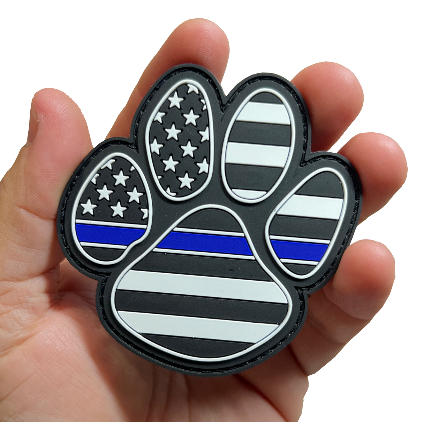 BL5-024 Police Thin Blue Line K9 Canine Rubber Silicone Morale Patch large 3 inch with hook and loop