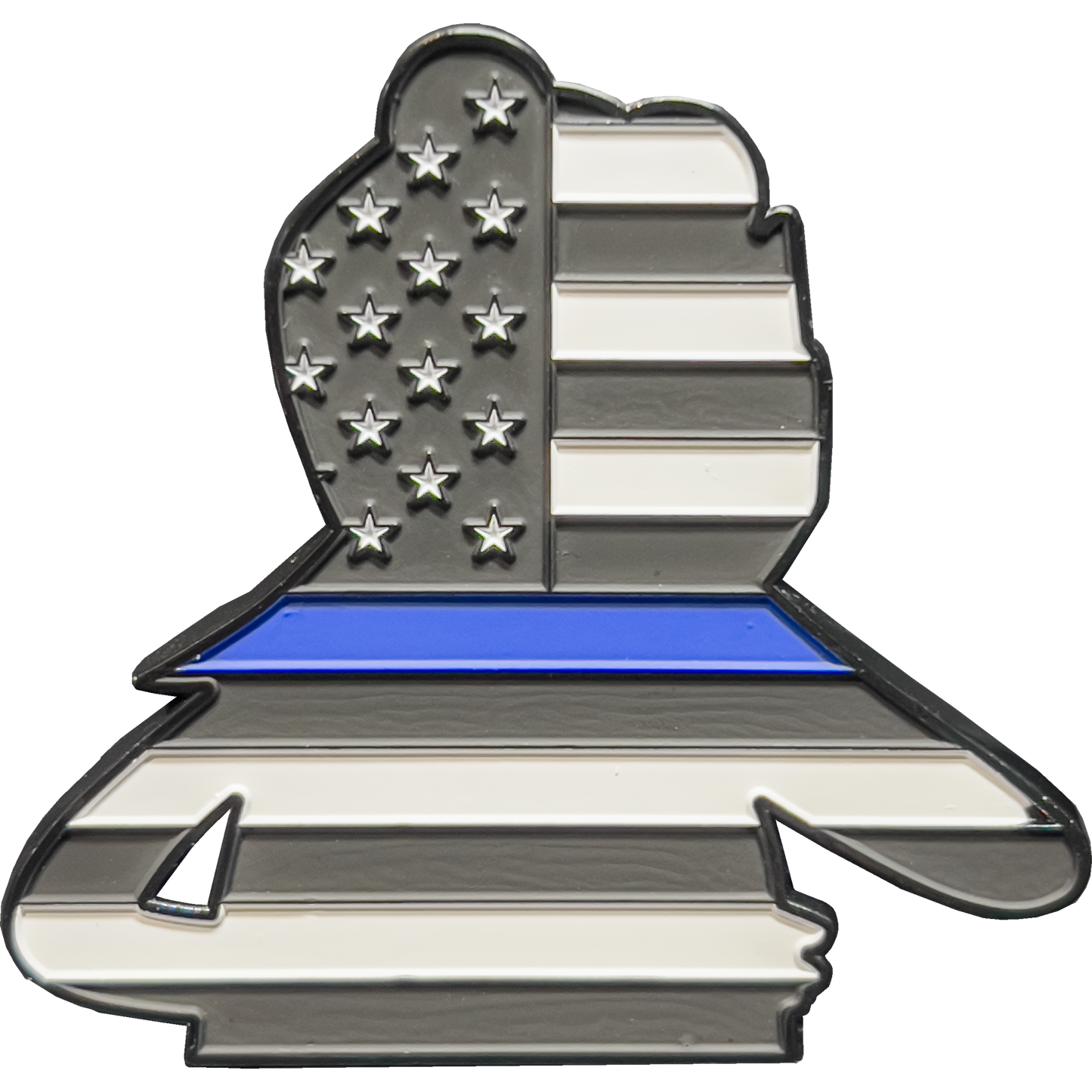 GL09-005 Thin Blue Line Flag Police Challenge Coin Always Be Yourself Self Standing Frog NYPD LAPD CBP FBI