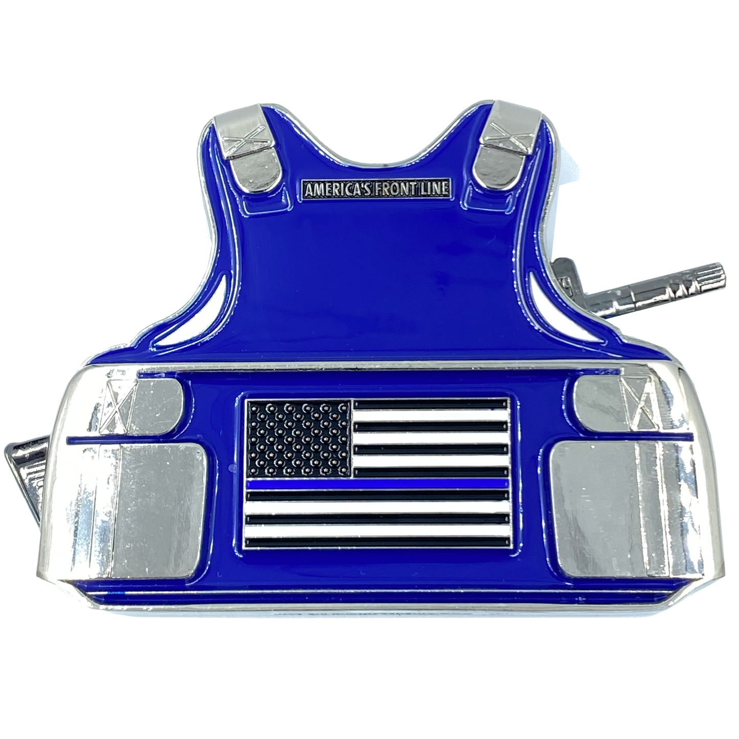 CL6-13 LAPD M4 Body Armor 3D self standing Challenge Coin Los Angeles Police Department Thin Blue Line