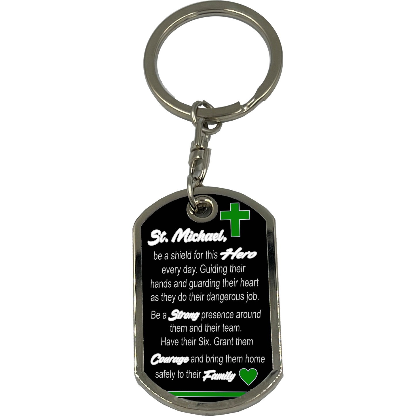 GL5-006 Border Patrol Agent or Sheriff Deputy Prayer Saint Michael Protect Us Matthew 14:30 Challenge Coin Dog Tag Keychain Thin Green Line
