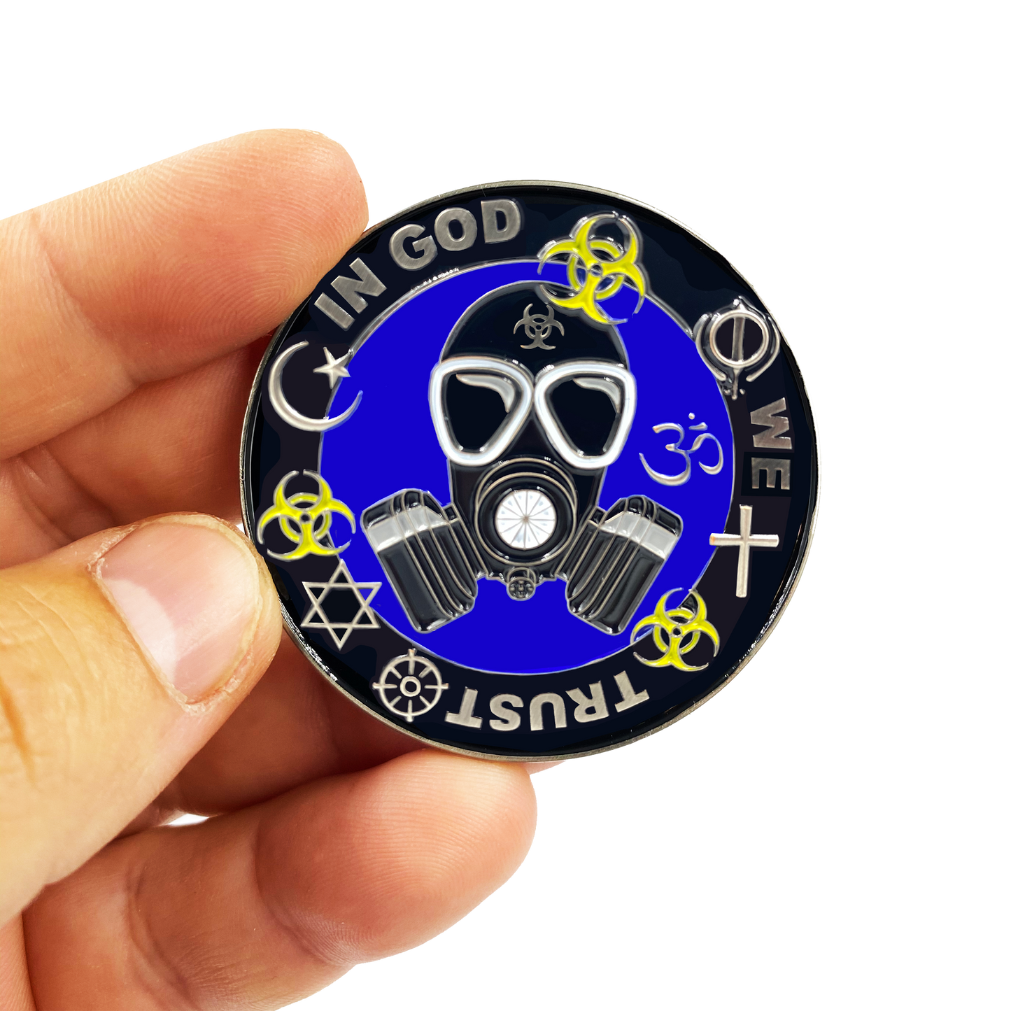 CL6-17 Statue of Liberty Thin Blue Line Police Task Force Biohazard Pandemic Challenge Coin