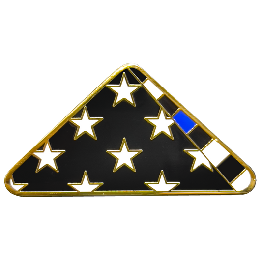 PBX-004-E Thin Blue Line Police Honor Guard Folded US Flag Pin FBI ATF CBP BPD NYPD
