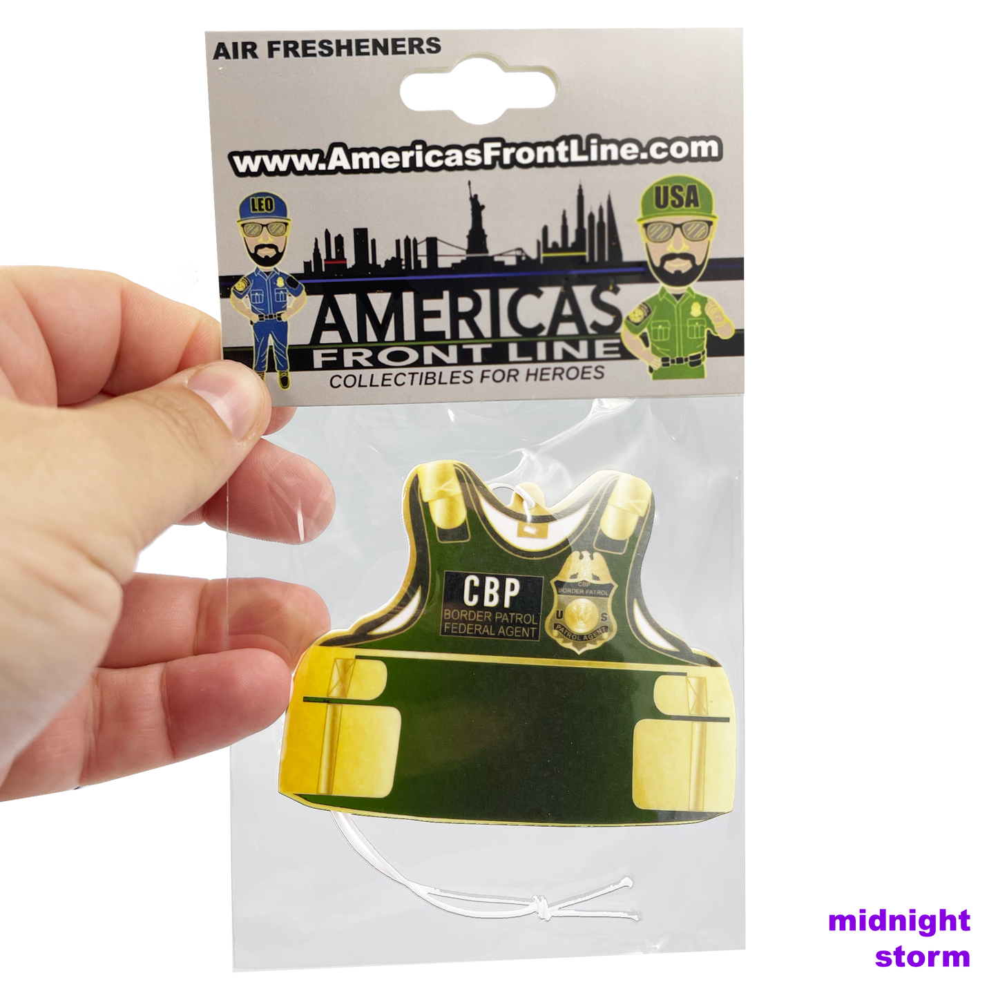 EL9-013 Border Patrol Body Armor Ballistic Bullet Proof Vest shaped Air Freshener CBP Honor First Police Thin Green Line Flag Air Freshener Car Home Office The Wall