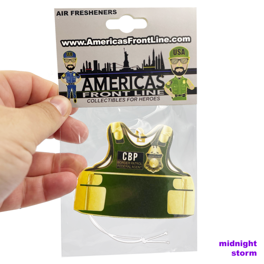 EL9-013 Border Patrol Body Armor Ballistic Bullet Proof Vest shaped Air Freshener CBP Honor First Police Thin Green Line Flag Air Freshener Car Home Office The Wall