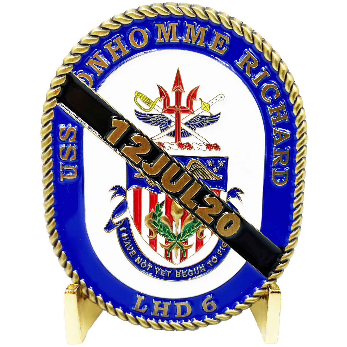 DL7-04 USS Bonhomme Richard Challenge Coin Navy Wasp-class amphibious Naval assault ship July 12 2020 Fire Fighter