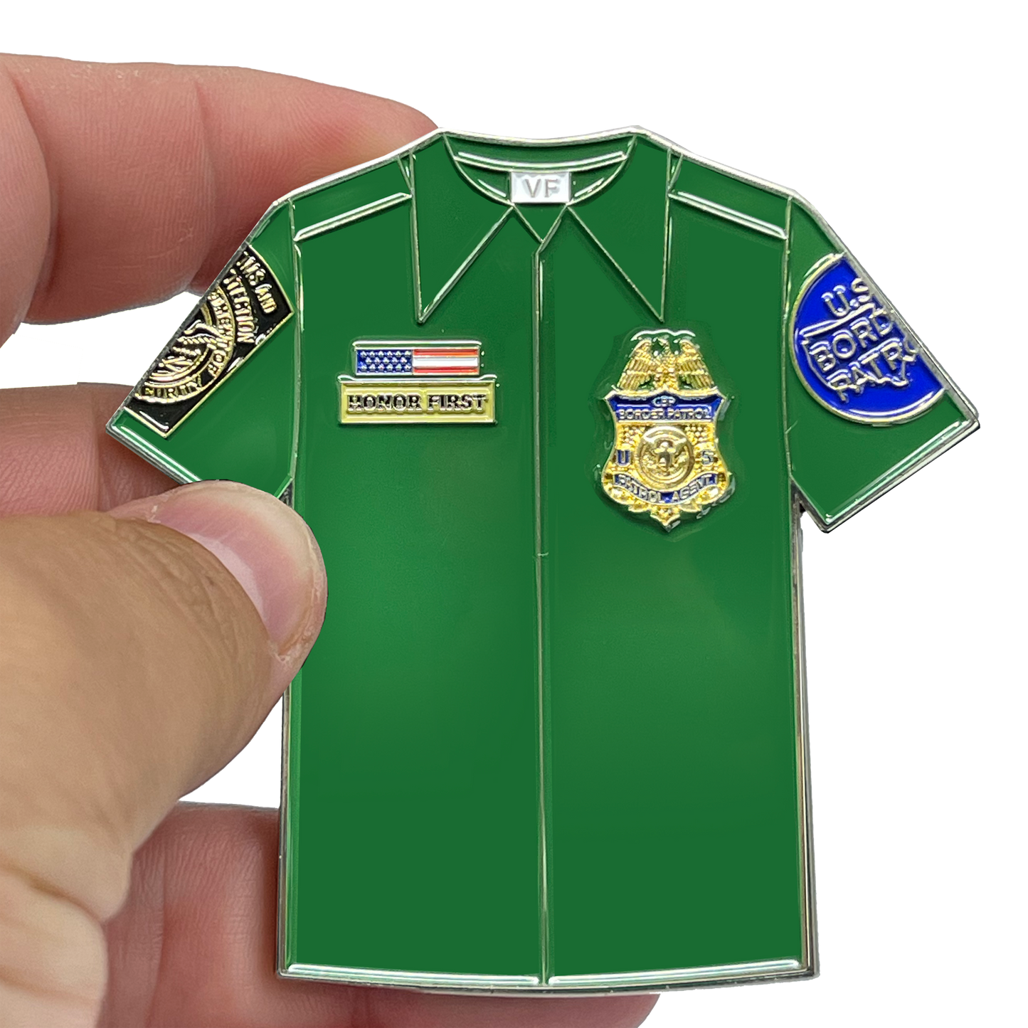 BL9-014 CBP Border Patrol Agent BPA Uniform Shirt Thin Green Line Flag Challenge Coin