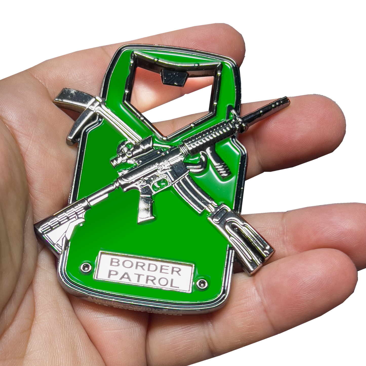 GL9-007 CBP Shield Honor First Challenge Coin Bottle Opener BPA Border Patrol Agent