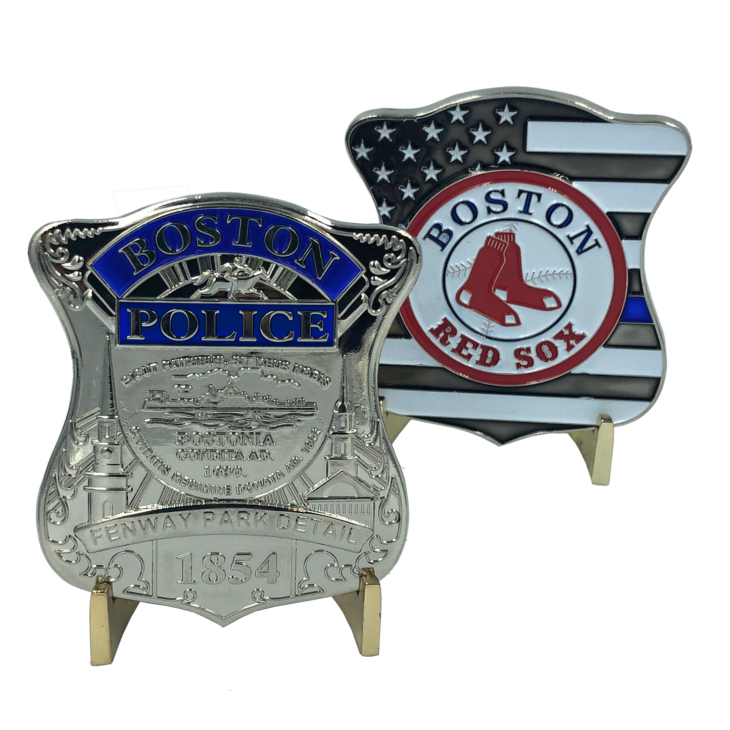 KK-009 SILVER Boston Police Red Sox Fenway Park Detail Challenge Coin Thin Blue Line