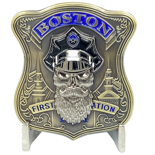 K-018 Boston Police Challenge Coin Thin Blue Line Back the Blue BPD