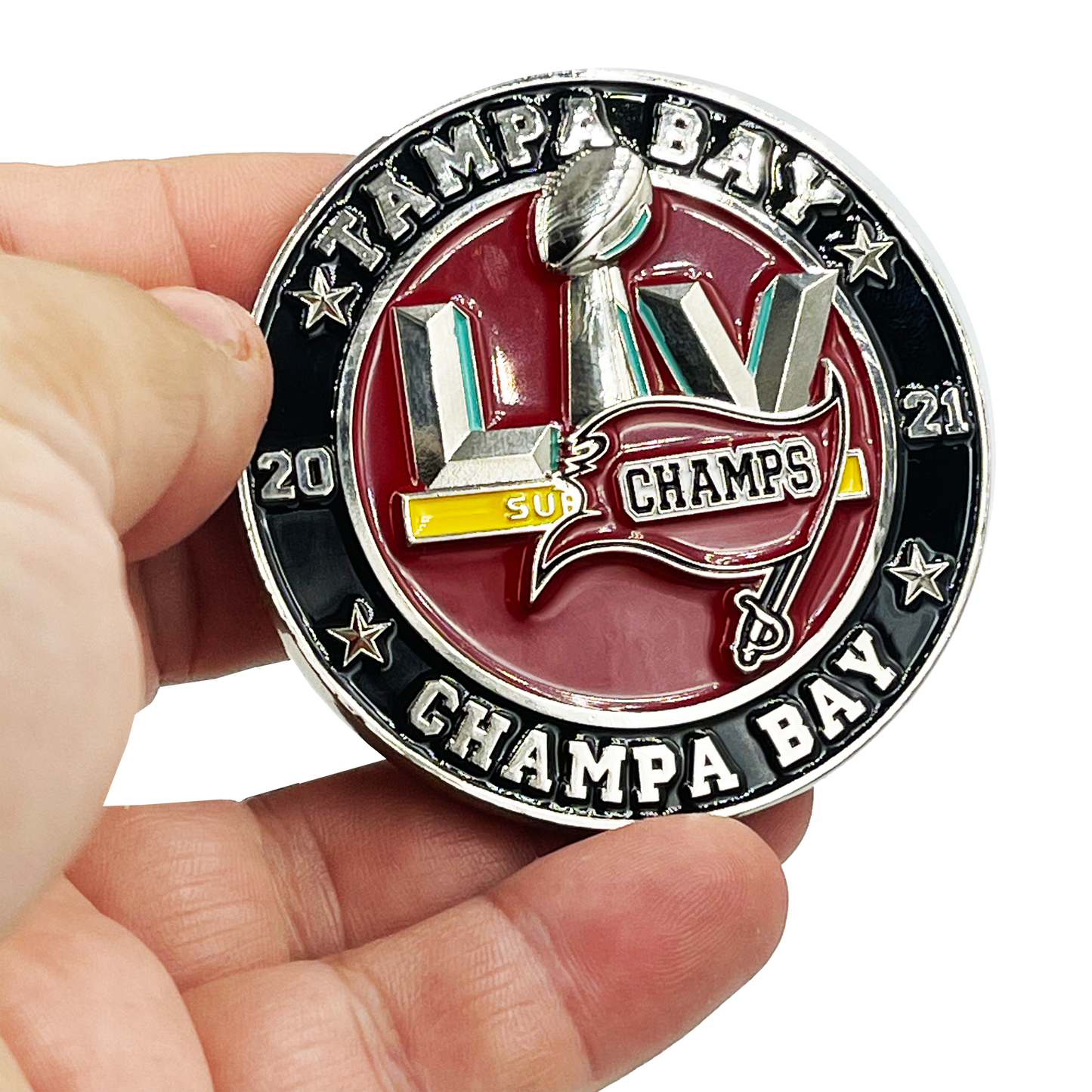discontinued BL7-005 Tompa Bay LFG Champa Bay LIV Champs Brady GOAT challenge coin FHP Tampa Police CBP HSI Paramedic Tampa Fire Department