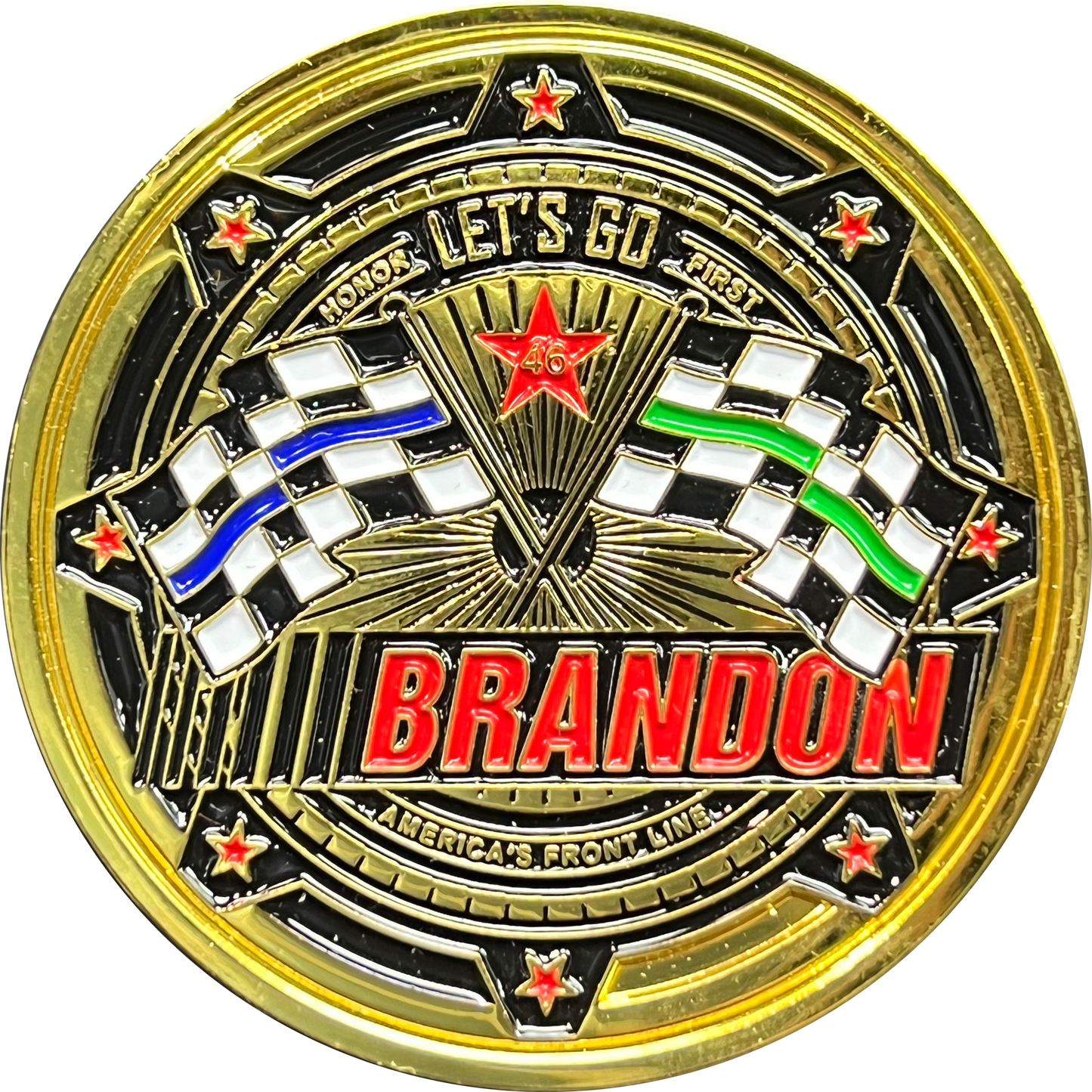 BL5-016 Let's Go Brandon Thin Green Line Thin Blue Line GREEN BORDER PATROL version Military Challenge Coin Honor First MAGA Trump 2024 Police