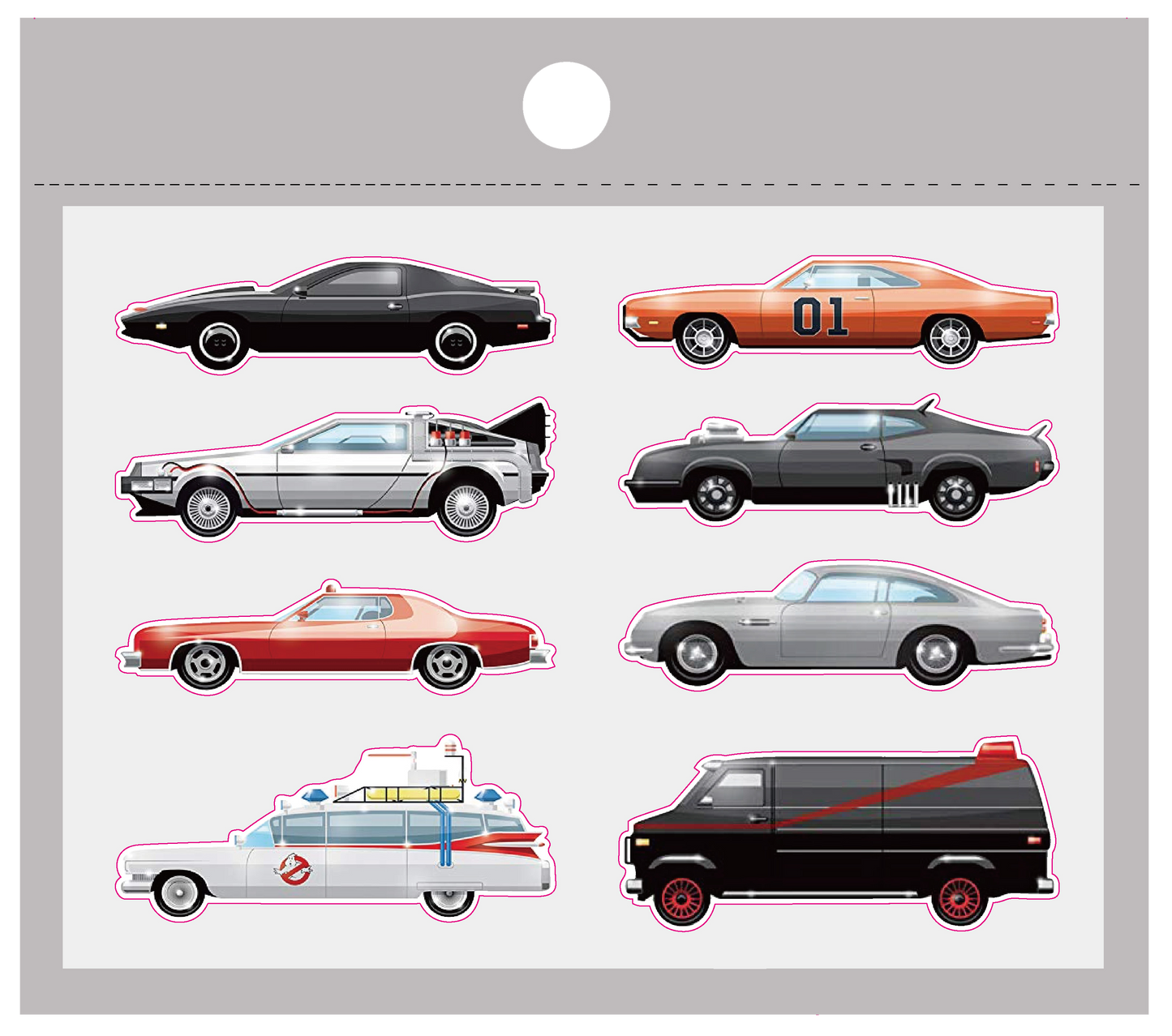 DL11-07 Legendary Iconic Movie TV Cars 1980 Edition 8 pins 80's set collection Knight Rider Back to the Future Mad Max Starsky and Hutch A-Team Ghost Busters James Bond Dukes of Hazzard