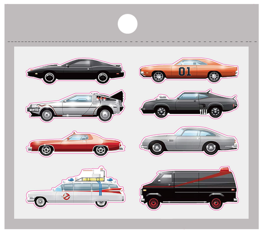 DL11-07 Legendary Iconic Movie TV Cars 1980 Edition 8 pins 80's set collection Knight Rider Back to the Future Mad Max Starsky and Hutch A-Team Ghost Busters James Bond Dukes of Hazzard