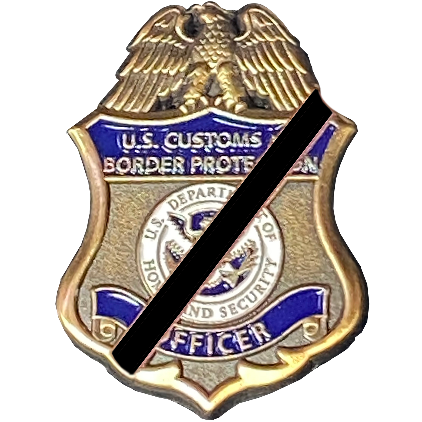 CL13-06 CBP Officer Black Mourning Band Pin with dual pin posts Field Operations Ops