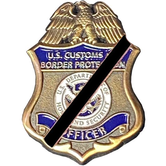 CL13-06 CBP Officer Black Mourning Band Pin with dual pin posts Field Operations Ops