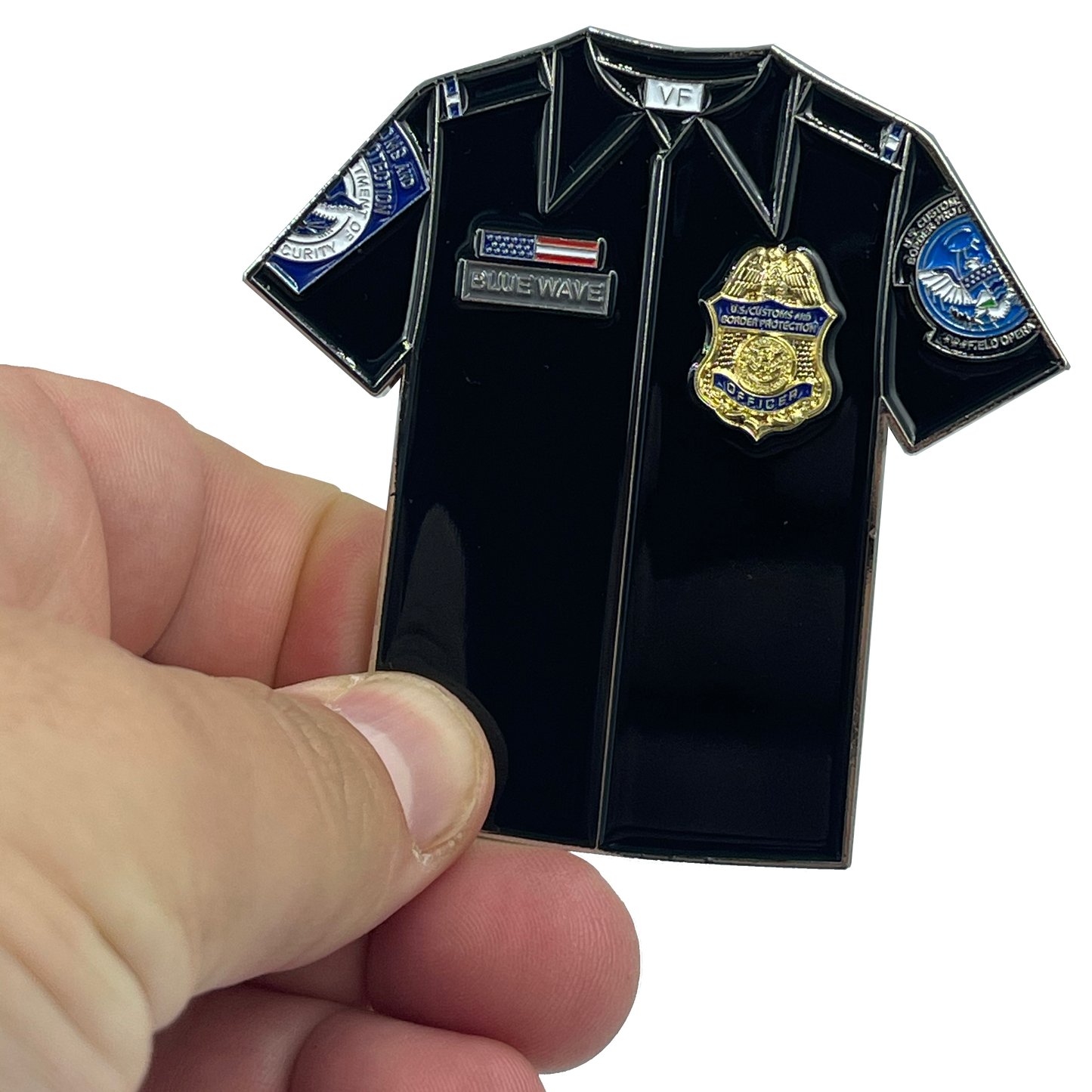 BL4-009 CBP Officer Uniform Shirt Challenge Coin Thin Blue Line Field Ops OFO Field Operations CBPO