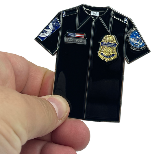 BL4-009 CBP Officer Uniform Shirt Challenge Coin Thin Blue Line Field Ops OFO Field Operations CBPO