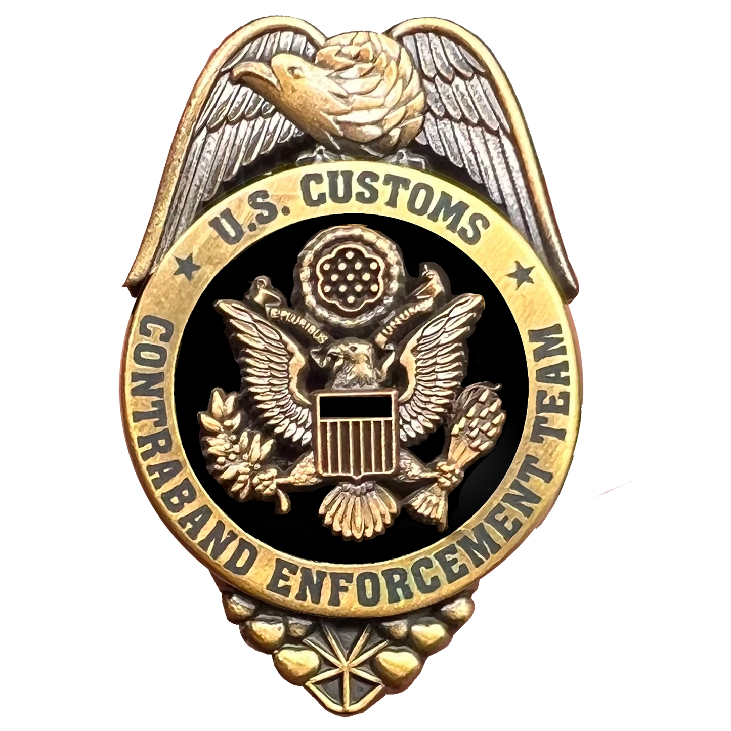 I-013 Legacy U.S. Customs CET Contraband Enforcement Team Pin with dual pin posts Inspector Special Agent Treasury Department pre CBP