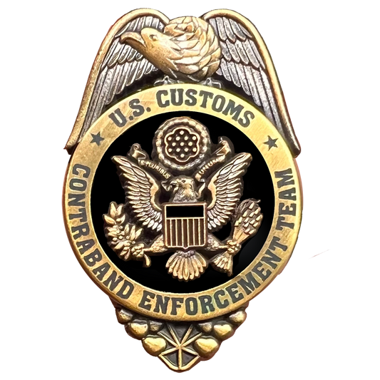 I-013 Legacy U.S. Customs CET Contraband Enforcement Team Pin with dual pin posts Inspector Special Agent Treasury Department pre CBP