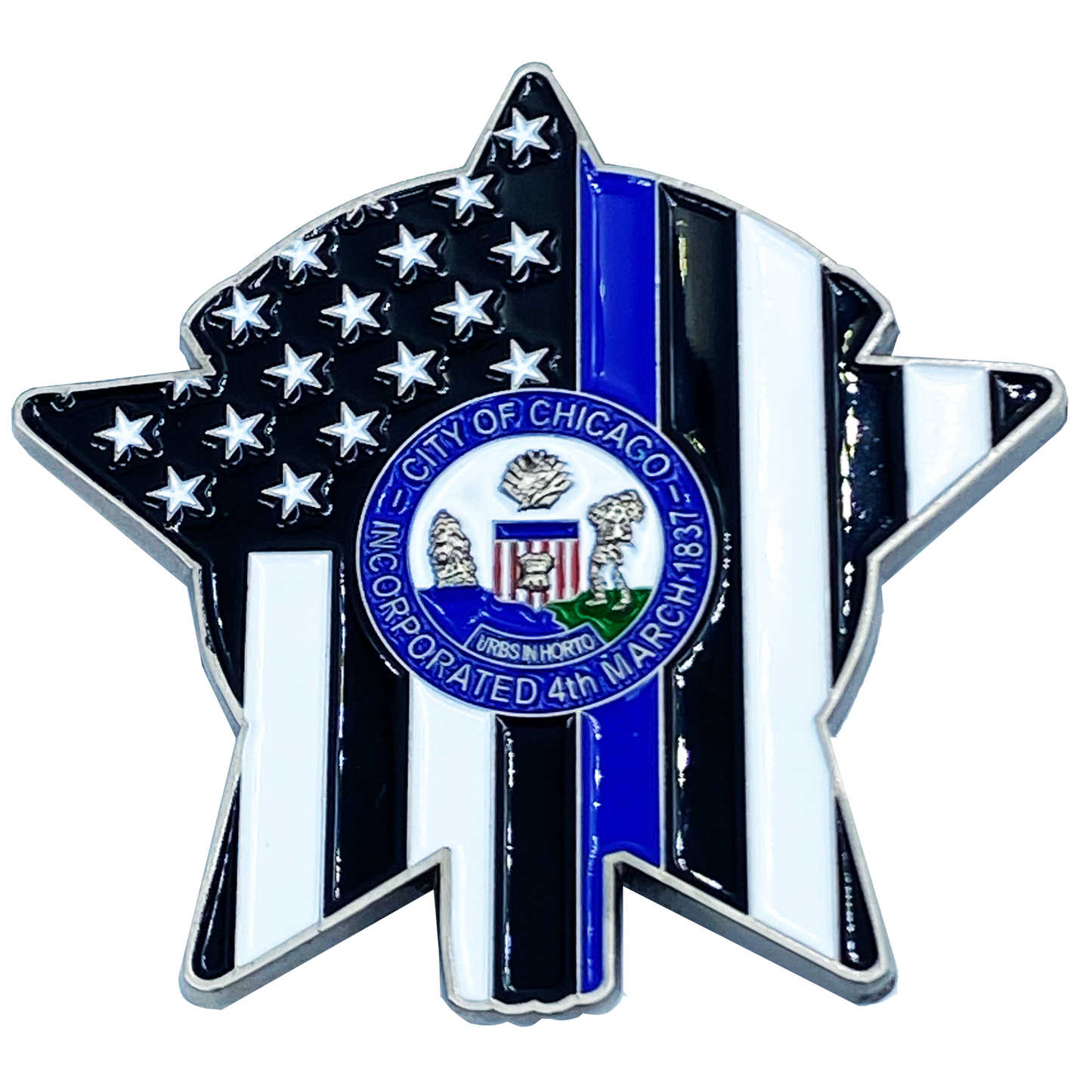 EL1-001 Chicago Police Beard Gang Police Challenge Coin Thin Blue Line Back the Blue CPD