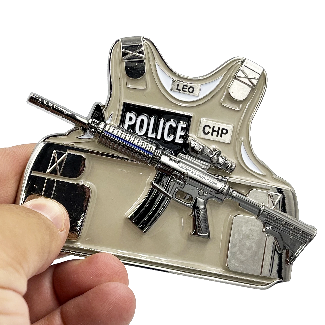 BL15-020 California Highway Patrol CHP M4 Body Armor 3D self standing Challenge Coin Thin Blue Line