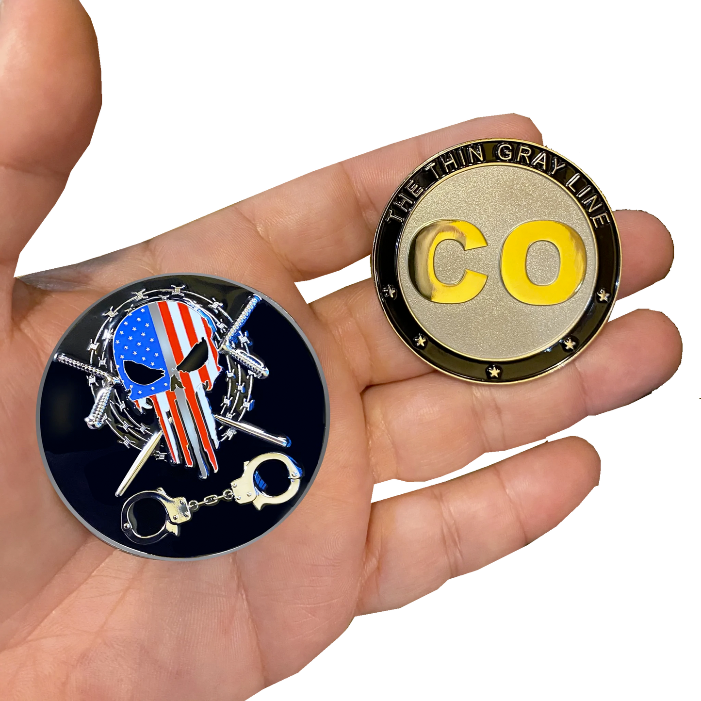 DL1-05 Correctional Officer CO Thin Gray Line Challenge Coin Corrections Tools of The Trade