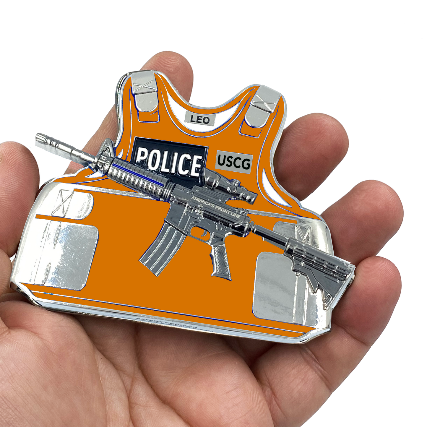 EL5-007 US COAST GUARD M4 Body Armor Coastie 3D self standing USCG Challenge Coin Maritime Law Enforcement Thin Blue Line