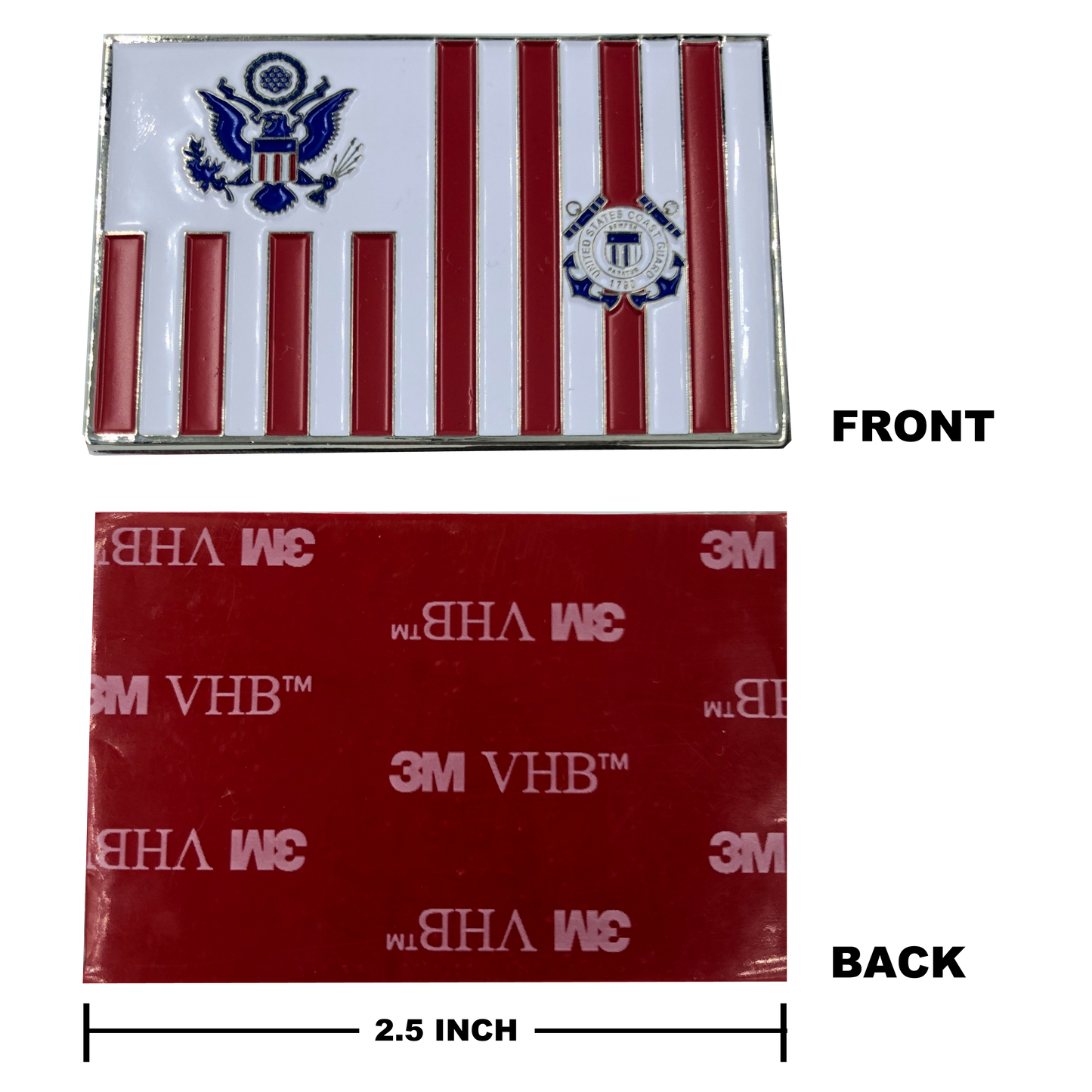 discontinued LL-010 Coast Guard Vehicle or Locker Medallion with 3M back USCG Coastie Flag