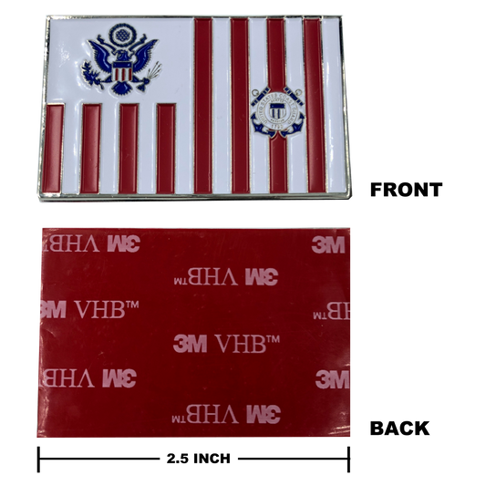 discontinued LL-010 Coast Guard Vehicle or Locker Medallion with 3M back USCG Coastie Flag