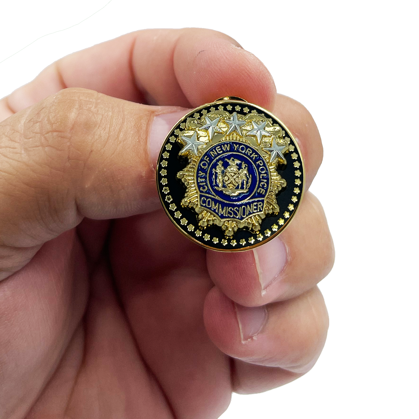 BL9-017 NYPD Commissioner Lapel Pin as seen on Blue Bloods real 24KT Gold and Silver Plated