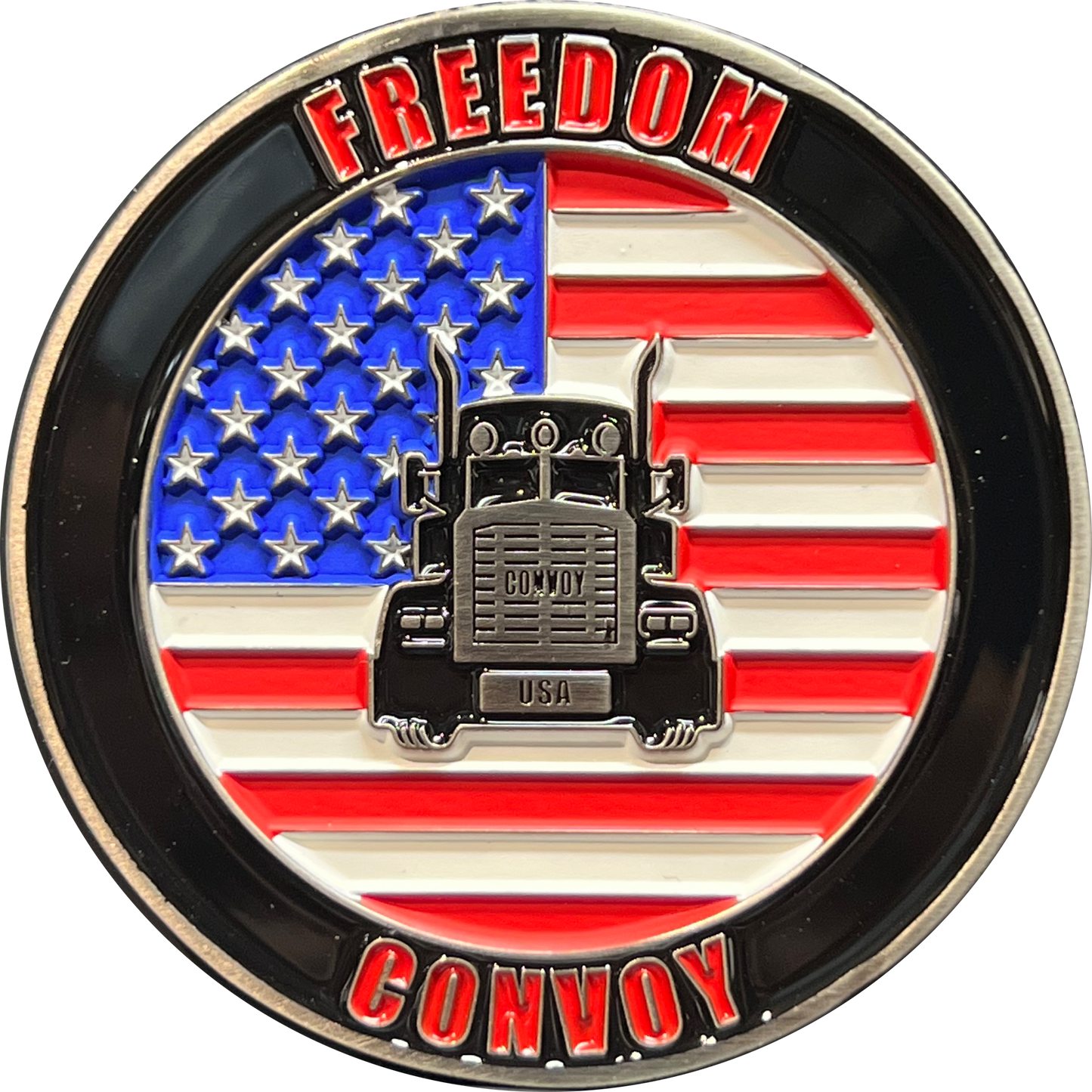 discontinued BL17-022 Truckers Unite for Freedom 2022 Freedom Convoy Challenge Coin American Truck Drivers USA