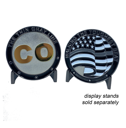 DD-003 Correctional Officer CO Thin Gray Line Challenge Coin Corrections Walking the Toughest Beat Flag Medallion