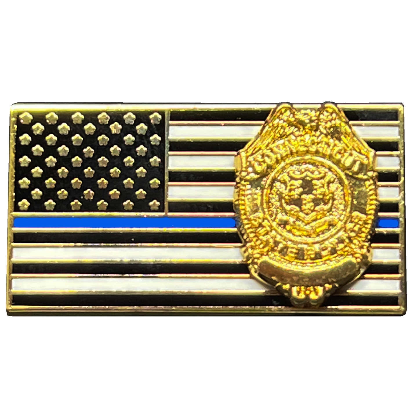 BFP-002 Connecticut State Police Trooper Thin Blue Line Flag Pin CSP