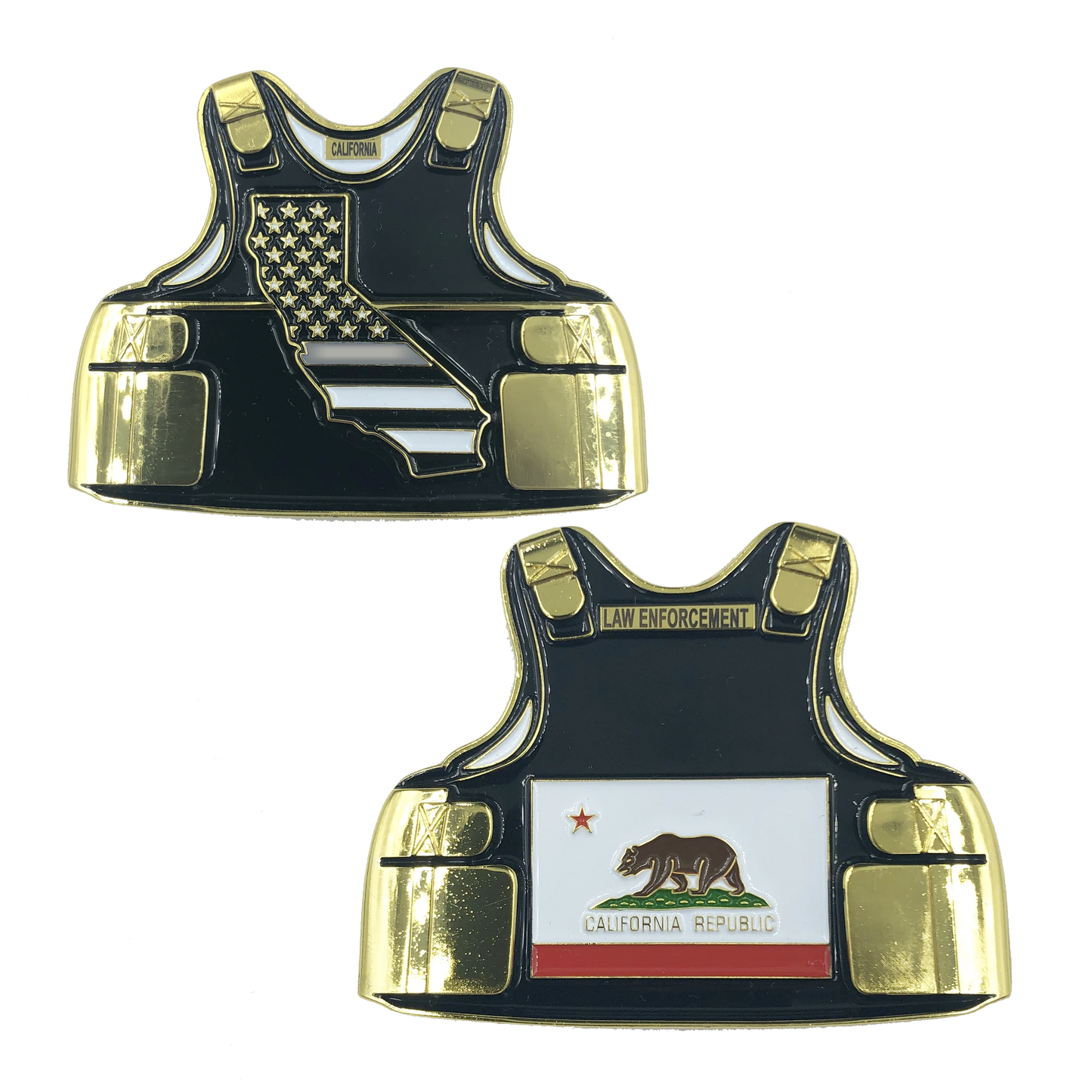 BL7-012 California CO Correctional Officer Corrections Jail Prison Guard Thin Gray Line Police Body Armor State Flag Challenge Coins