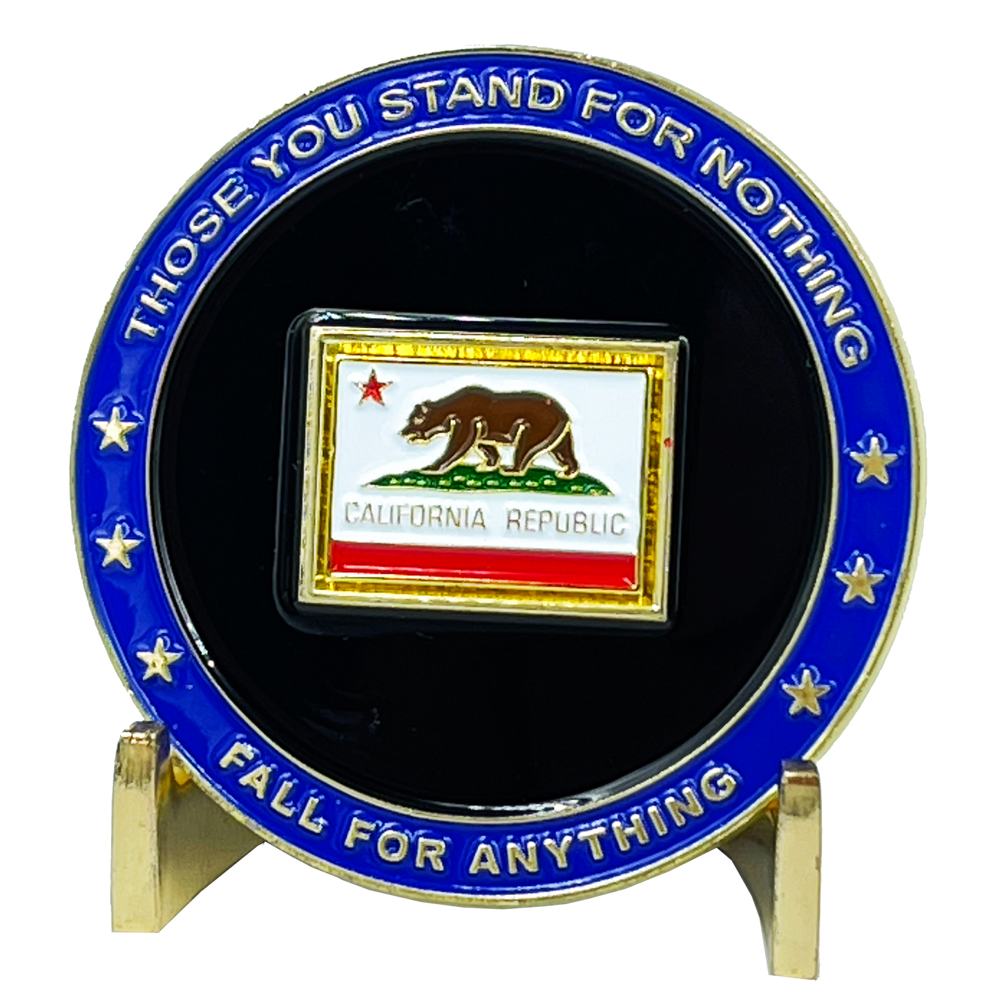 BL3-003 California BACKS THE BLUE Thin Blue Line Police Challenge Coin with free matching State Flag pin back the blue Sheriff LAPD CHP San Diego trooper