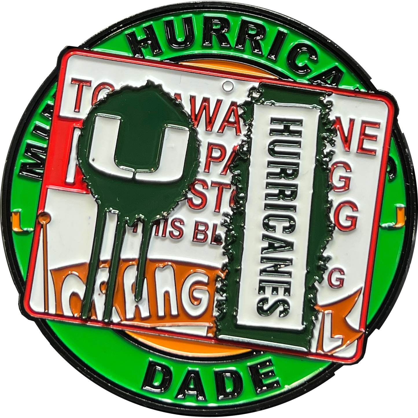 DL13-006 Florida Orange Bowl UM Canes Miami 305 Graffiti Street Art Challenge Coin Football Basketball Baseball