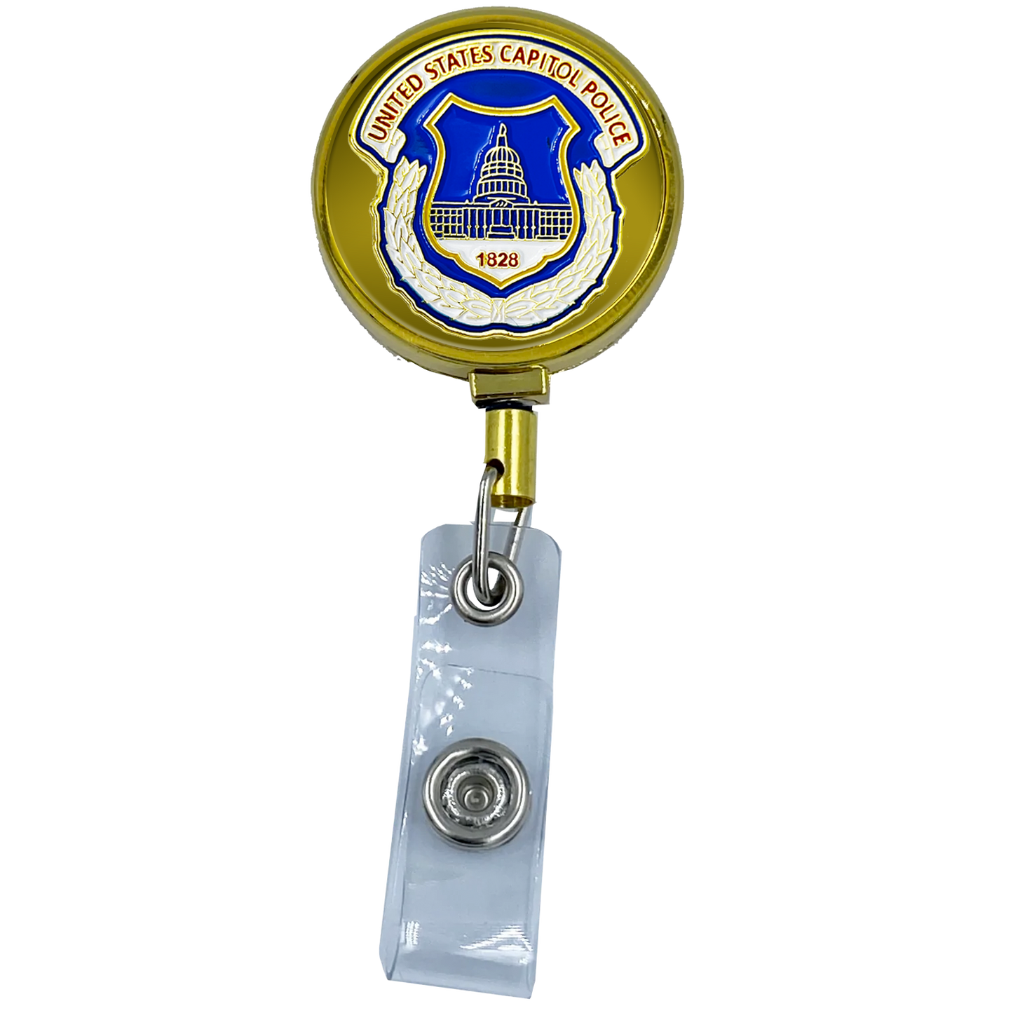 EL12-016 US Capitol Police Metal ID Reel retractable Card Holder