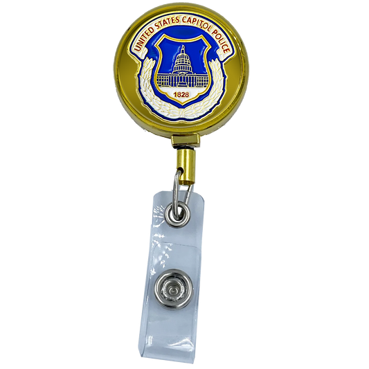 EL12-016 US Capitol Police Metal ID Reel retractable Card Holder