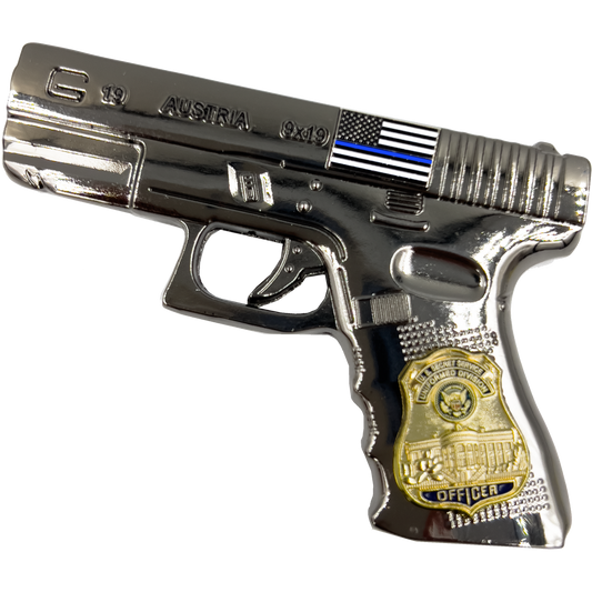 GL12-003 Secret Service Uniformed Division challenge coin large 3 inch Medallion dual plated with black nickel and gold